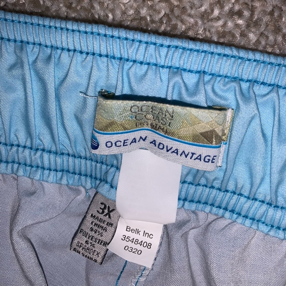 Ocean Coast Advantage Blue & White Swim Trunks 3X - Picture 7 of 10